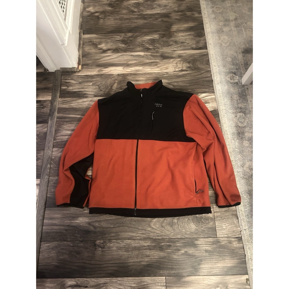 IZOD‎ PFX Full Zip Fleece Jacket Orange/Black Logos Mens XL